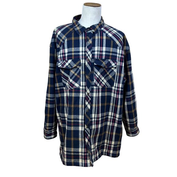 Five Brother Mens Navy Tan Plaid Flannel Shirt Button Front 3XL - Picture 1 of 10